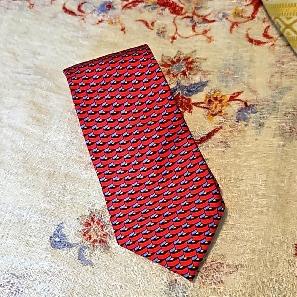 Cerruti 1881 Paris Silk Neck Tie Red Black Blue